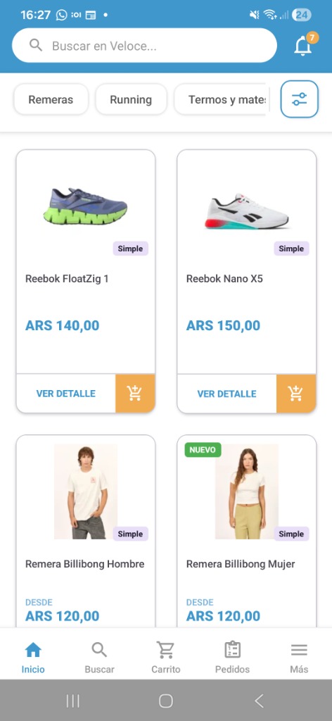 Catálogo Digital Móvil Veloce con buscador y categorías